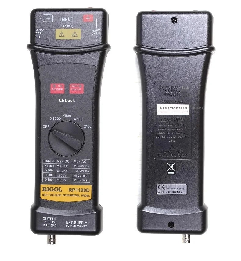RIGOL 100MHz and 200MHz Oscilloscopes with High Voltage Differential Probe RP1025D/RP1050D/RP1100D Dedicated Probe Bandwidth