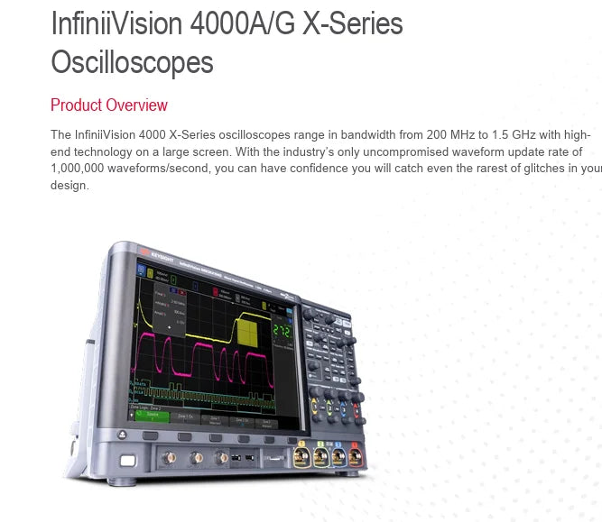 Keysight MSOX4054G Mixed Signal Oscilloscope: 500 MHz, 4 Analog Plus 16 Digital Channels