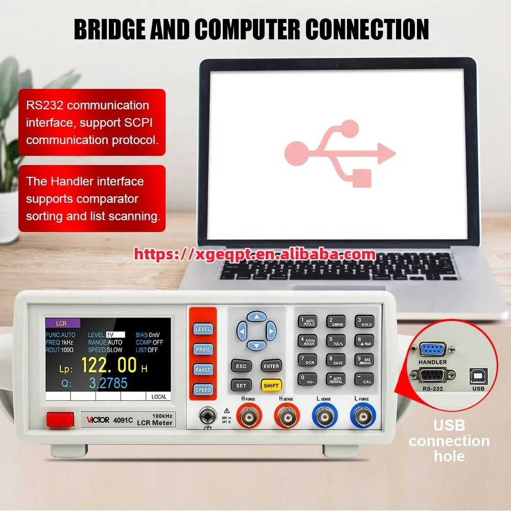 VICTOR 4091C Digital Bench Top LCR Meter 10 Hz -100 KHz Bandwidth Frequency Adjustable 10 ~ 2000 mv   ytdi