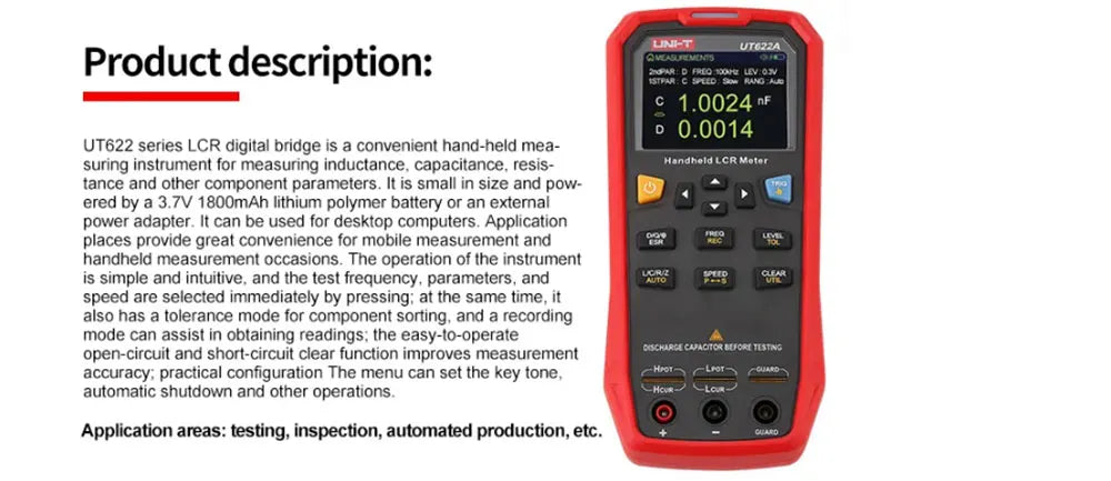 UNI-T UT622A Digital Capacimeter LCR Meter Handheld Resistance Capacitance Tester UT622C/UT622E LS    ytdi