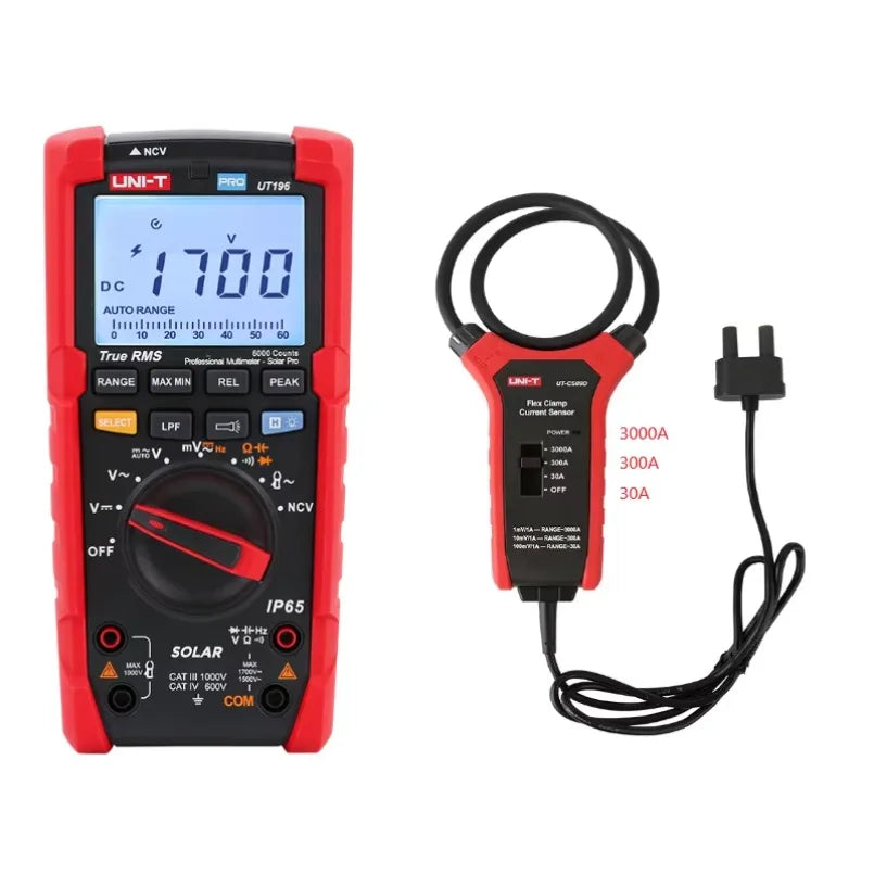 UNI-T UT196 1700V DC/1500V AC Photovoltaic Professional Digital Multimeter Solar Energy UT-CS09D 3000A lexso