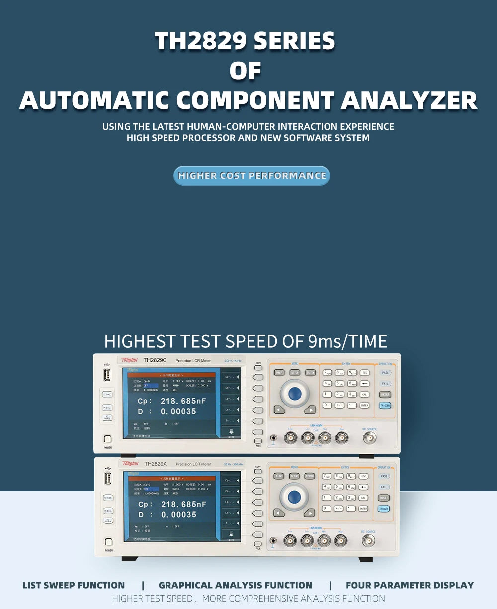 Tonghui TH2829A TH2829C Automatic Component Analyzer Continuous Curve Scanning Graphical Analysis Function  ytdi
