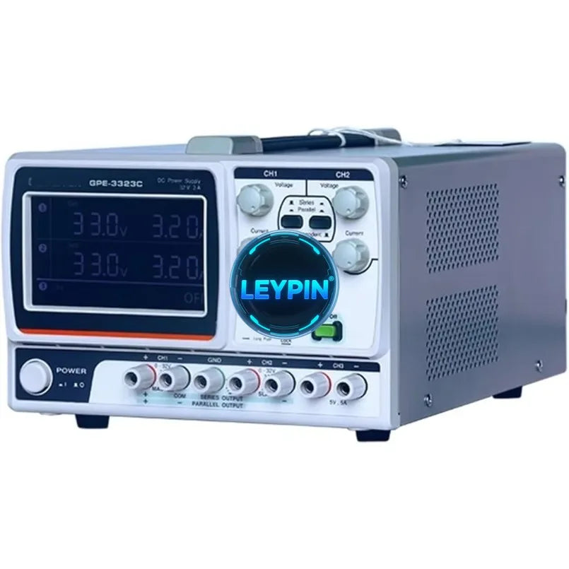 GW Instek GPE-3323C Triple Output DC Power Supply, 195W, Programmable, Linear, 0-30V/0-3A X2, 0-5V/0-3A X1     lexso