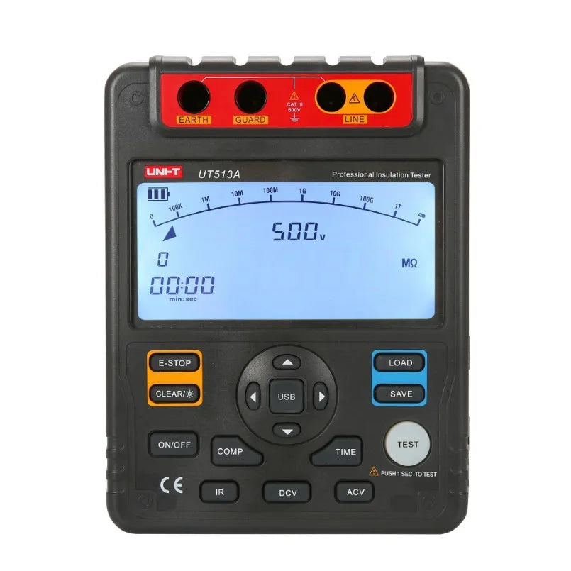 UNI-T UT513A Insulation Resistance Tester 30 Analogue Bar Graph AC DC 500V 1000V 2500V 5000V Tester USB PC Software lexso