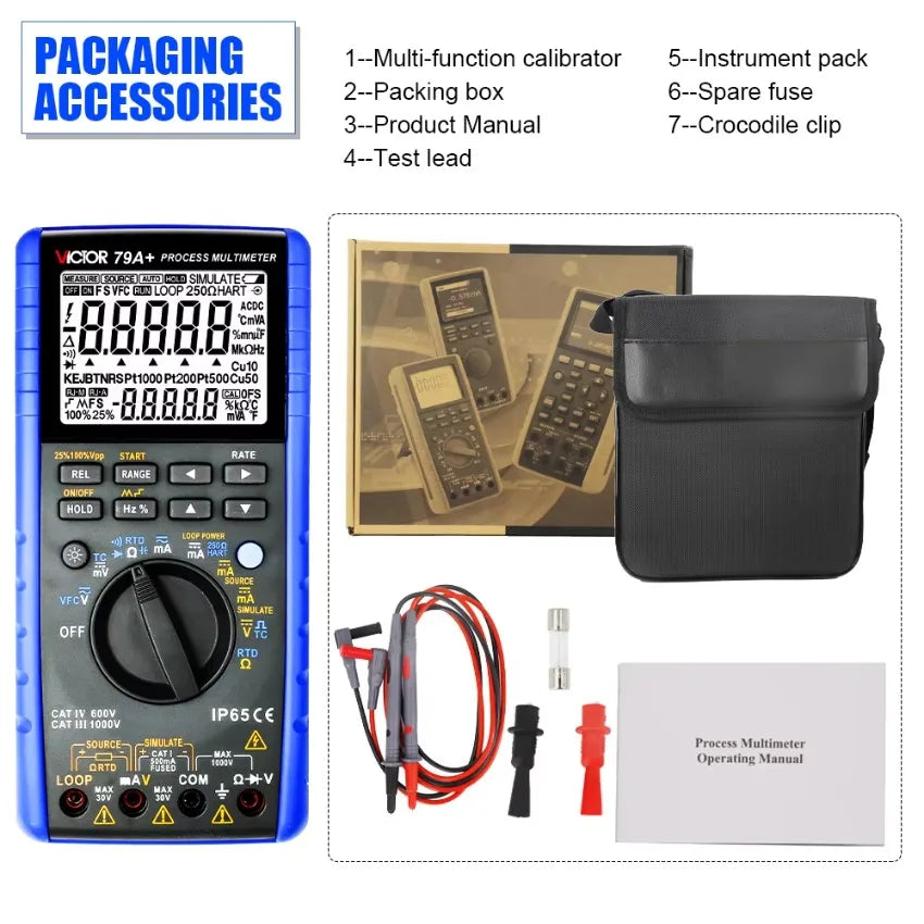 VICTOR VC79A+ Digital Multimeter Dual Color Plastic Mold Shell Design and Compliance with IP65 Dust and Waterproof Grade LS    ytdi