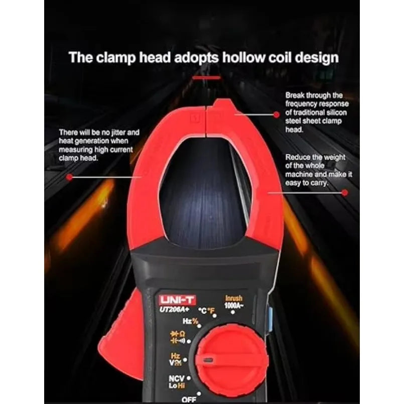 UNI-T Uni-Trend Multimeter clamp Meter UT206A+ Clamp Current Meter Ammeter 1000V Voltmeter Voltage Frequency lexso