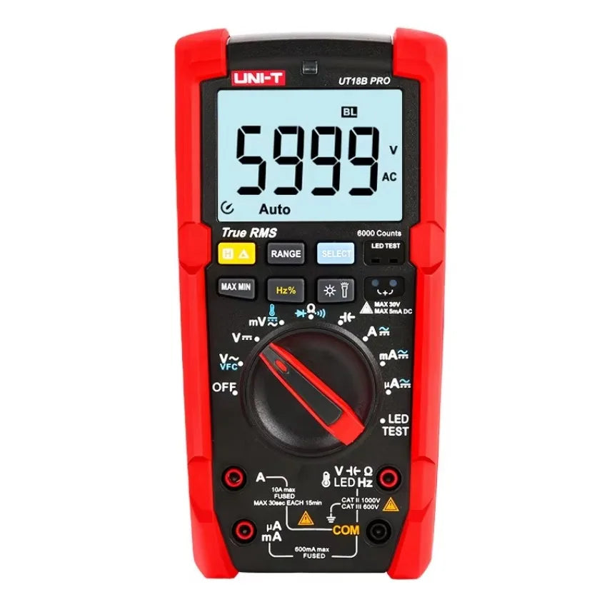 UNI-T UT18B Pro True RMS Digital Multimeter AC DC Voltmeter Ammeter 1000V 10A Capacitance 6mF Frequency 1MHz Auto Range Tester    ytdi