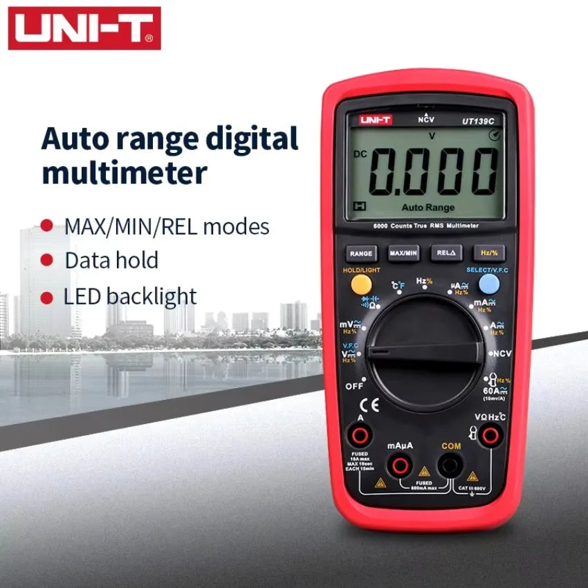 UNI-T UT139C UNIT Digital Multimeter Auto Range True RMS Meter Capacitor Tester Handheld 6000 Count Voltmeter Temperature LS    ytdi