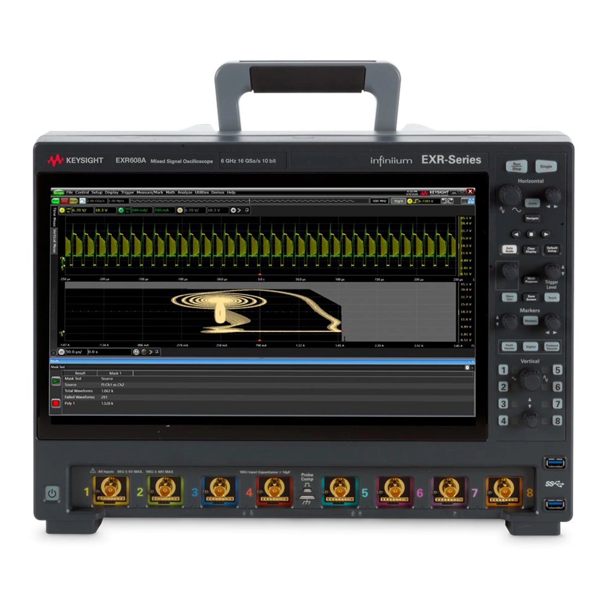 Keysight EXR608A Infiniium EXR Series Oscilloscope: 6 GHz, 8 Channels Maximum Memory Depth 1.6 Grid Points