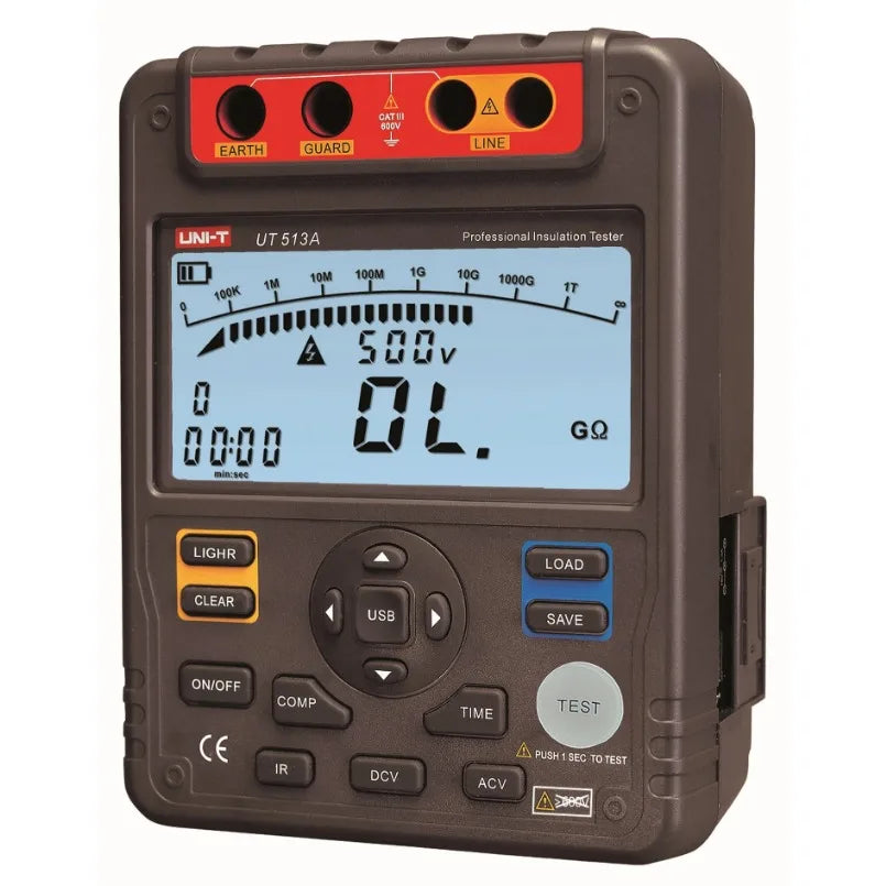 UNI-T UT513A Insulation Resistance Tester 30 Analogue Bar Graph AC DC 500V 1000V 2500V 5000V Tester USB PC Software lexso