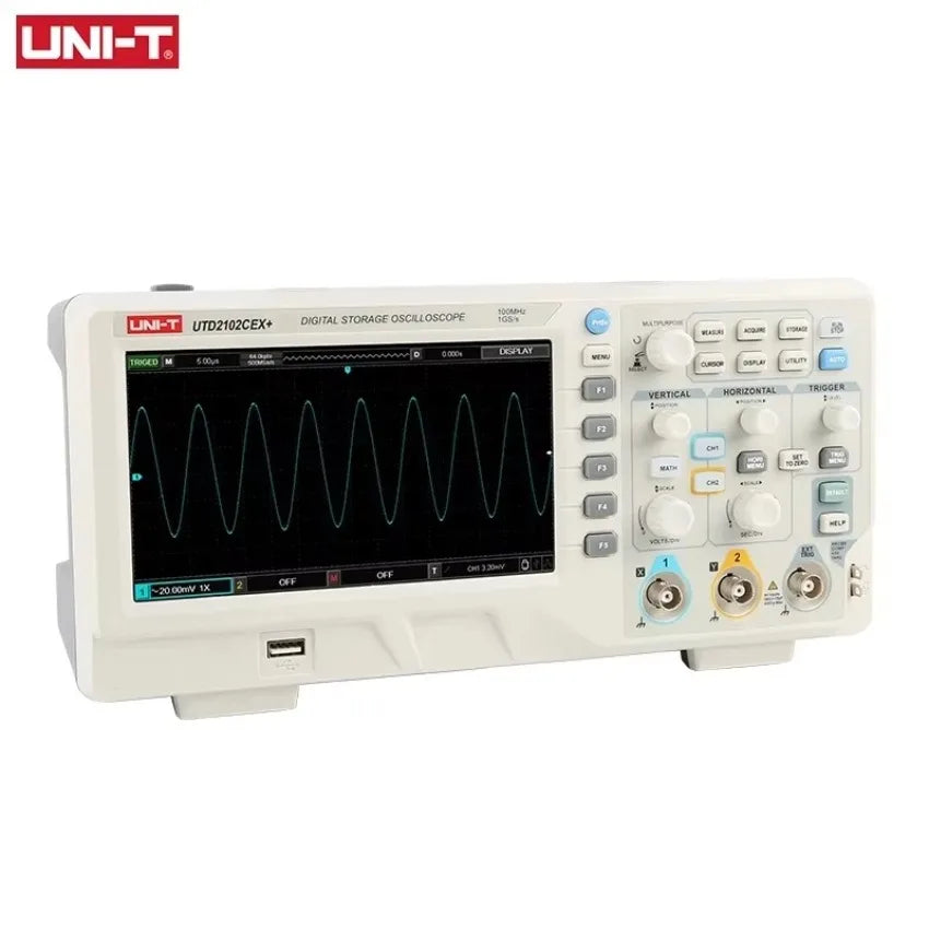 UNI-T UTD2102CEX+ Digital Storage Oscilloscope 100mHz 2 Channels Portable Automotive Oscilloscope USB 7 Inches TFT LCD 1GSa/S LS    ytdi