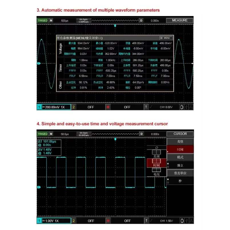 UNI-T UTD2102CEX+ 2 Channel 100MHZ Digital Storage Oscilloscope Channel Oscilloscope Tablet Oscilloscope lexso