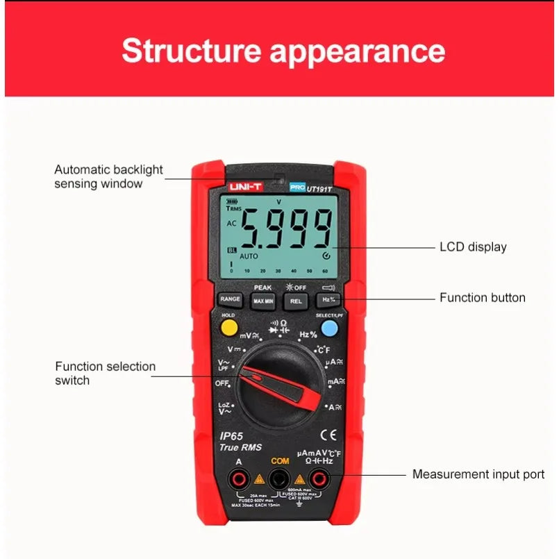 UNI-T UT191T 5999- Count Professional Multimeter Tester Low Price Digital Multimeter Sale True RMS Voltage Current Meters lexso