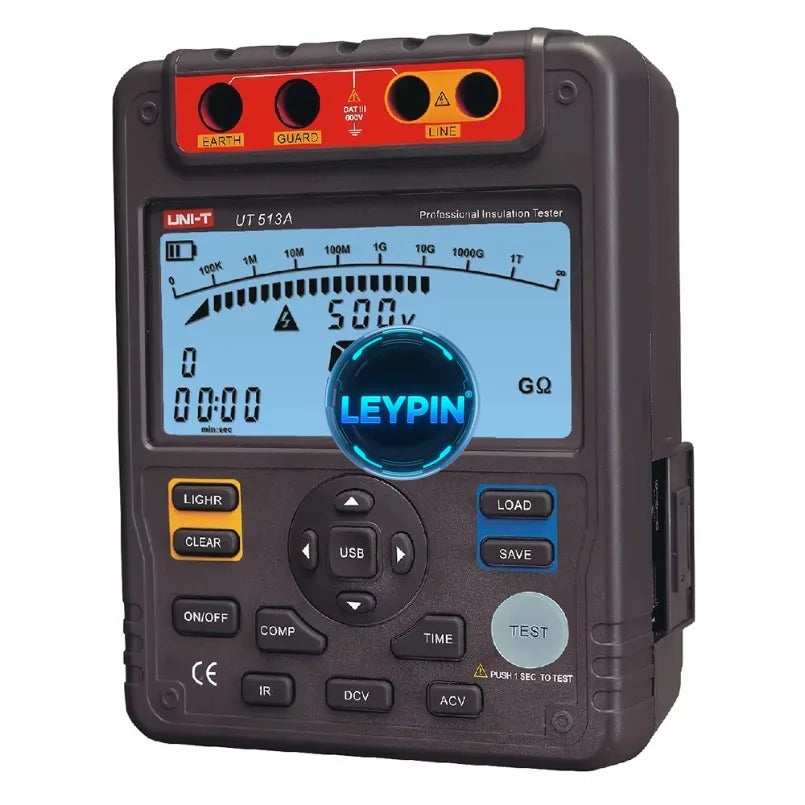 UNI-T UT513A Insulation Resistance Tester 5000V AC DC Voltmeter Automatic Range Digital Megohmmeter      lexso