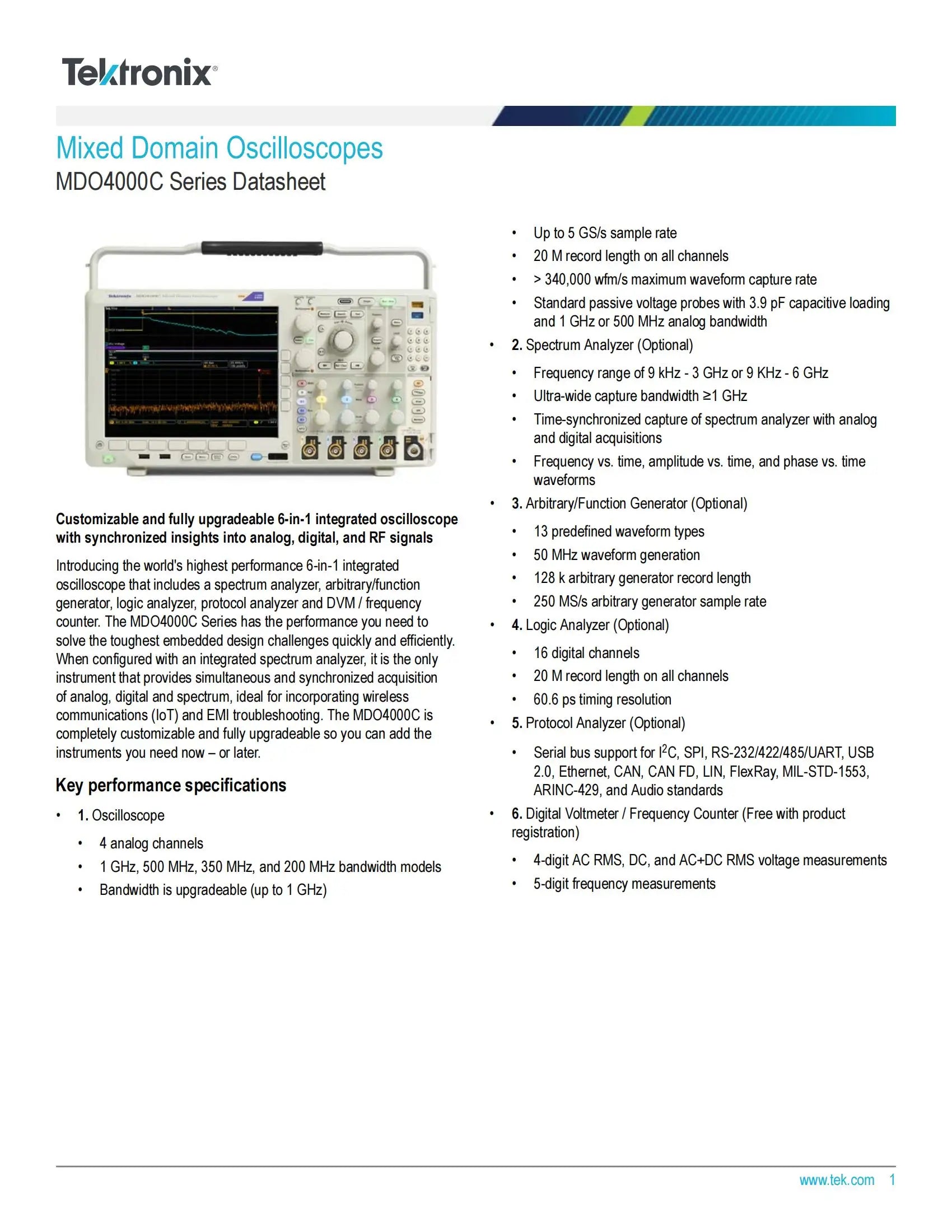 Tektronix MDO4024C Mixed Domain 1GHz Bandwidth 4 Analog Channel Oscilloscopes Probe Training System Price Contact Us   ytdi