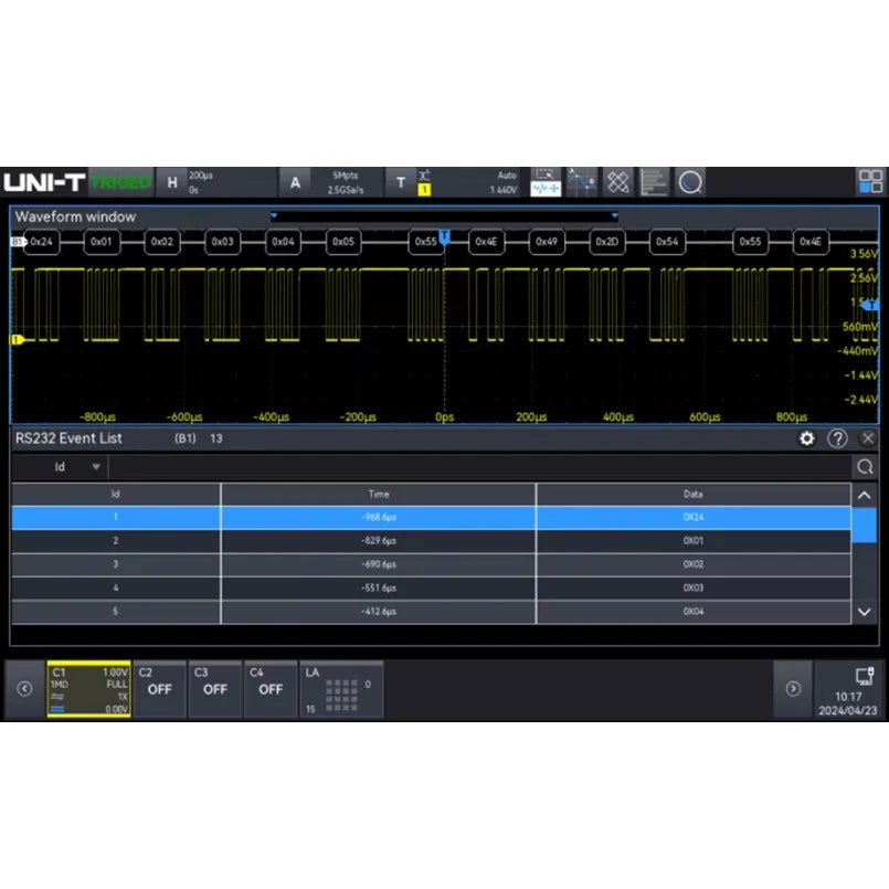 UNI-T MSO3054X 4 Channels 500MHz  Mixed Signal Oscilloscope 5.0 GSa/s Sample Rate 500Mpts Max. Memory Depth Spectrum Analyzer lexso
