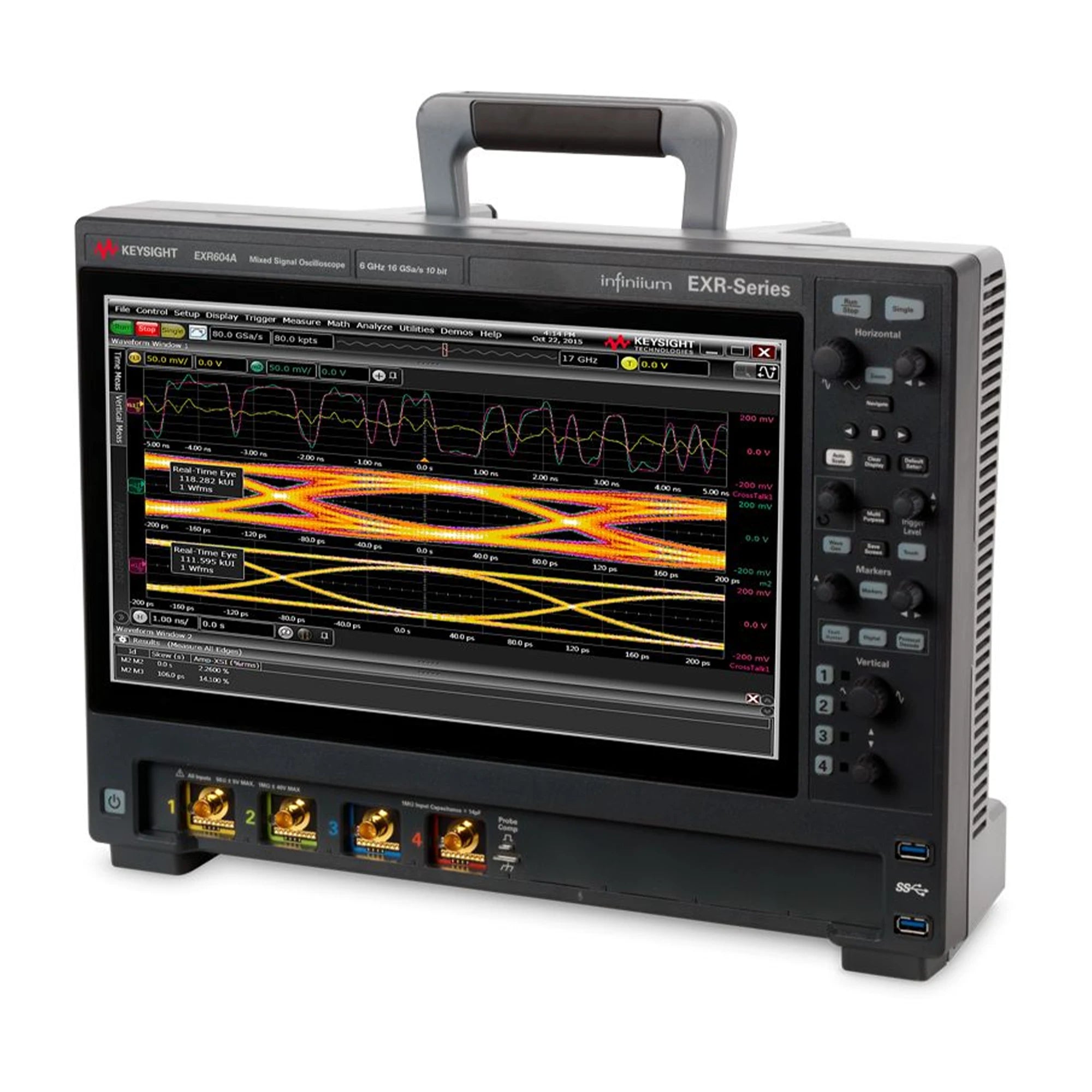 Keysight EXR604A Infiniium EXR Series Oscilloscope:6 GHz,4channels Maximum Memory Depth1.6 Gpts Maximum Sampling Rate 16 GSa/sec