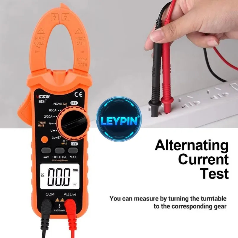 VICTOR 606+ Digital Clamp Meter 1999 Counts 600V 600A Clamp Multimeter With Live NCV Flashlight LOW INPEDANCE Voltage    ytdi