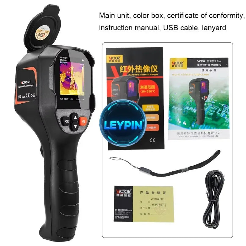 Victor 321 321pro IR Thermometer USB Charging for Industrial Use (-20~550°C)  Resolution 96*96 TISR 240*240 Thermal ytdi