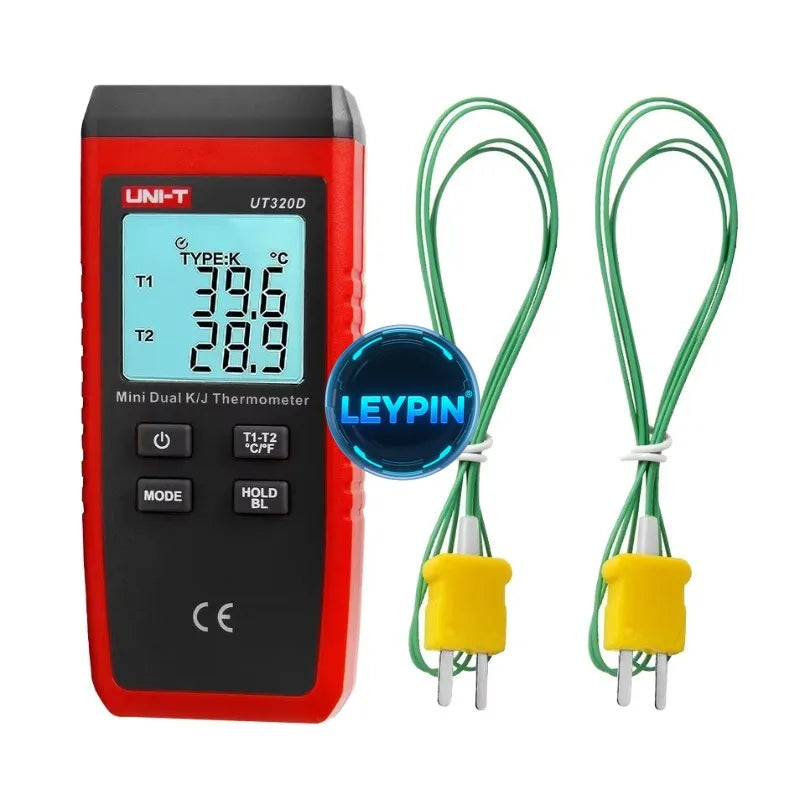 UNI-T K/J Dual Channel Mini Contact Probe Wide Range -58F 2372F Digital Thermocouple Thermometer Testing Equipment   lexso