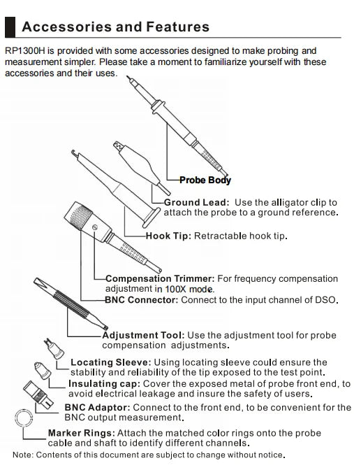 RIGOL RP1300H 300MHz 2000V Oscilloscope Passive Probe    ytdi