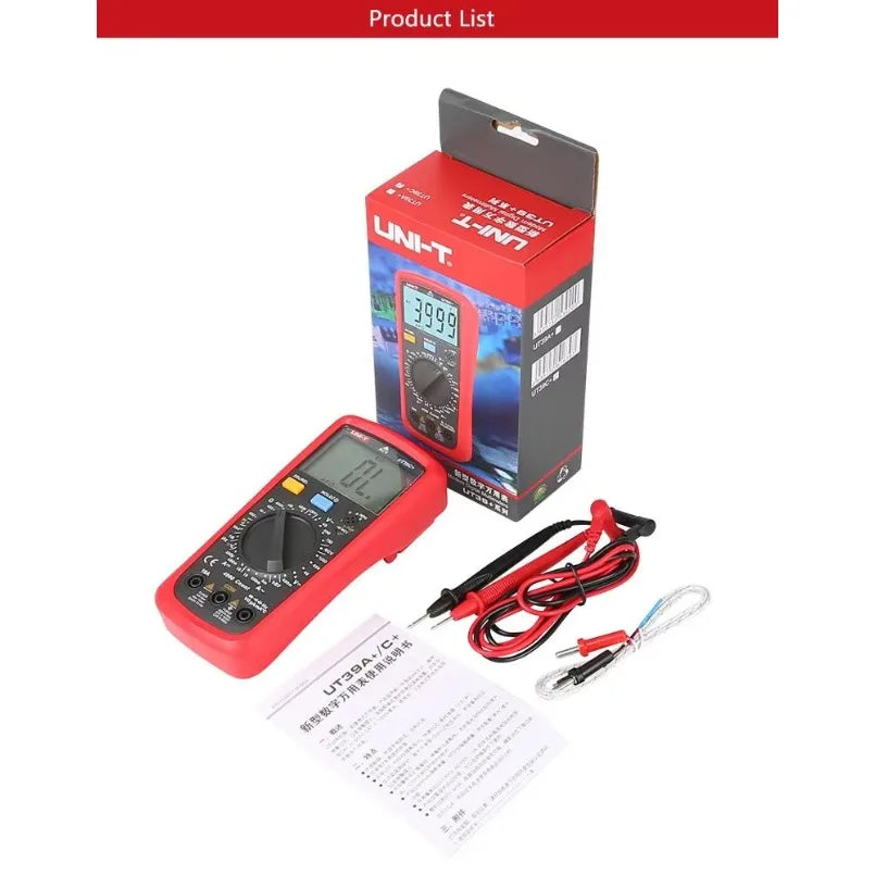 UNI-T UT39C+ DC Voltmeter Current 3999 Counting Multimeter Resistance Capacitance Tester Diode Tester Electrical Instrument lexso