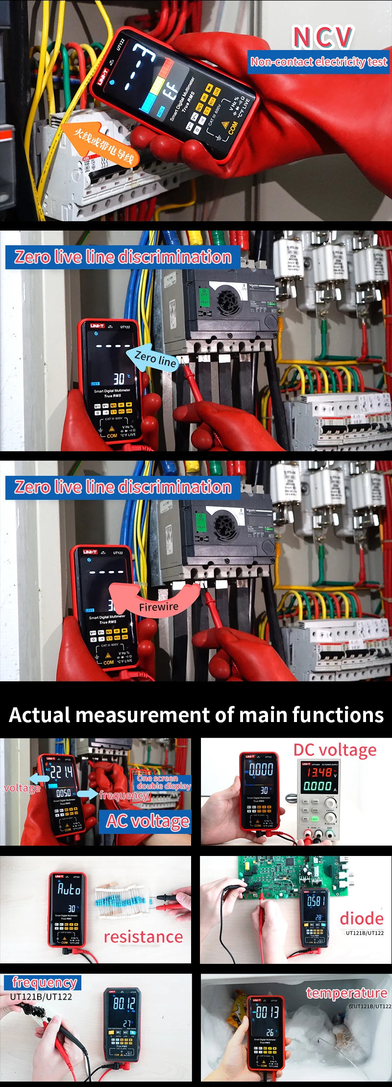 UT121A Smart Digital Multimeter True RMS Voltage Frequency Dual Display NCV LIVE Auto Range 6199 Count Meter lexso