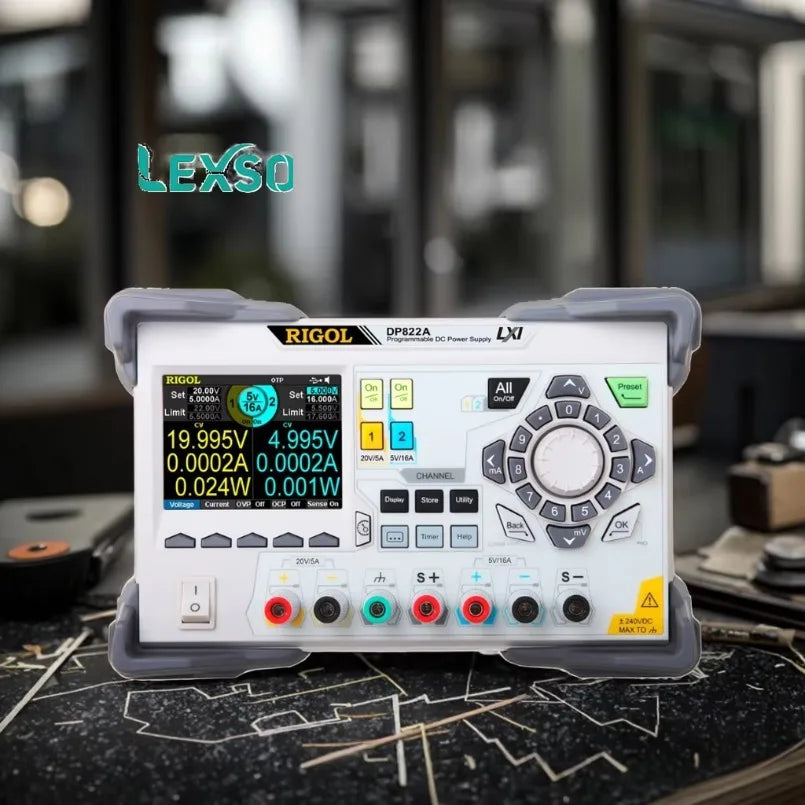 RIGOL DP822A Dual-Channel Programmable Linear DC Power Supply (180W, 20V/5A & 5V/16A) with Low Noise lexso