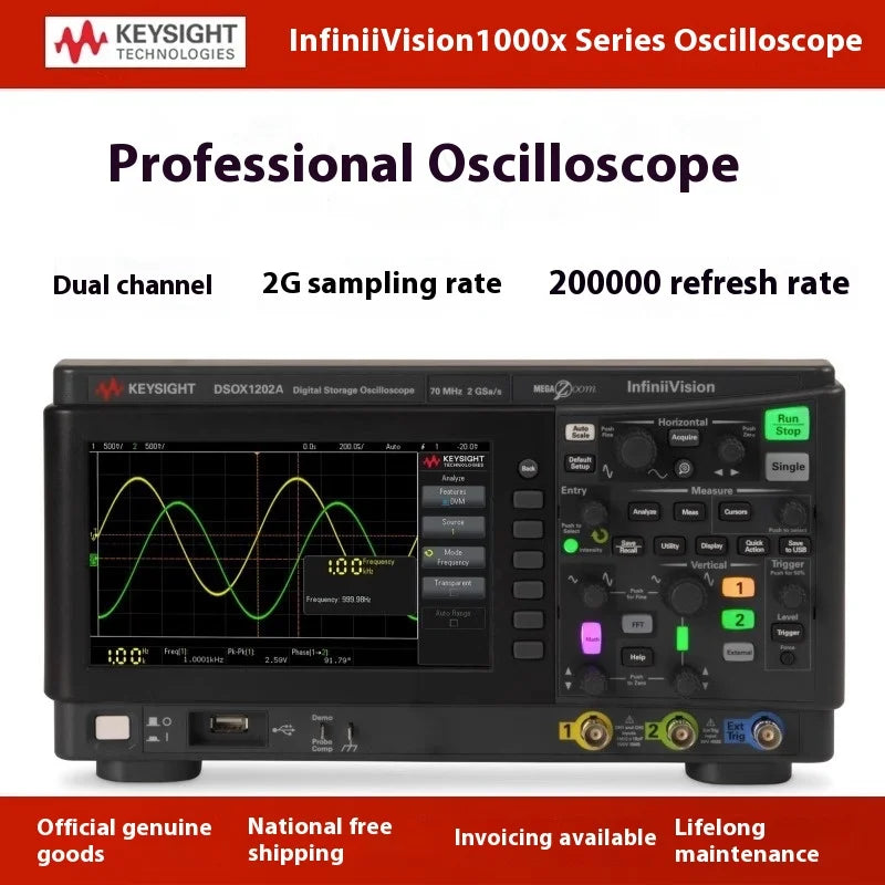Keysight Dsox1202A USB Portable Dual Channel Digital Oscilloscope with Edux1052A/G High-Performance Product    ytdi