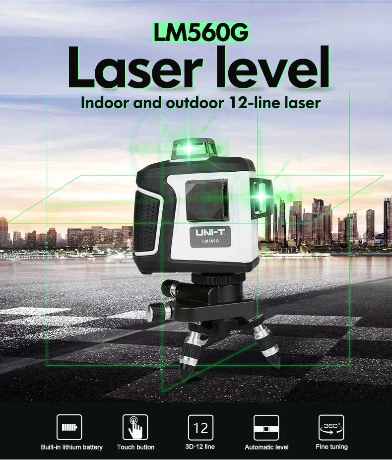 UNI-T LM560G Laser Level Indoor Outdoor 12 Laser Lines 360 Wire Bonding Efficient Labor-saving Automatic Leveling Function LS    ytdi