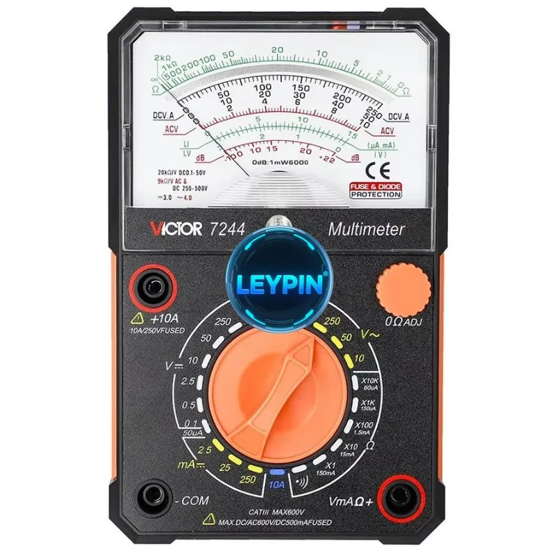 VICTOR 7244 Analog Digital Multimeter DC AC 500V 10A  Resistance Meter Diode test Multimeters    ytdi