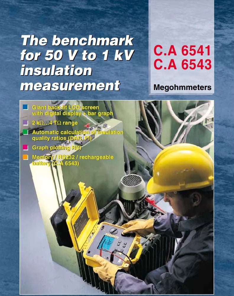 Chauvin Arnoux Ca 6543 1kV Programmable Digital Insulation Tester   lexso