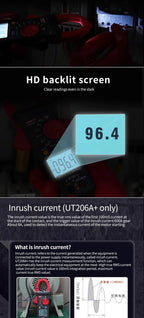UNI-T UT206A+ Clamp-On Ammeter 1000V Voltmeter Voltage Frequency Professional Electrical Integrated Meter UT206A Plus lexso
