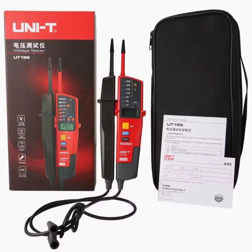 UNI-T UT18S Handheld Voltage and Continuity Tester 3-phase Voltage and Phase Sequence On-Off Test RCD Tester lexso