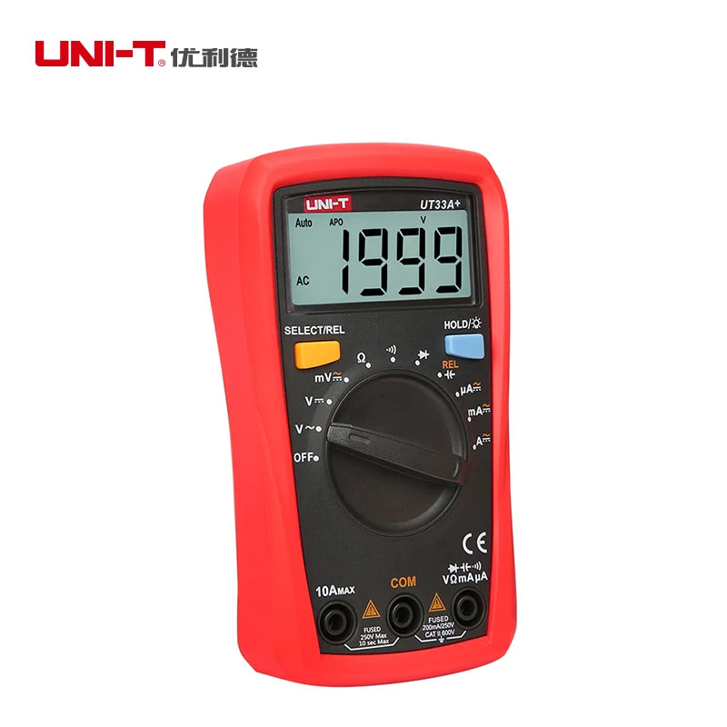 UNI-T UT33A+ Digital Multimeter AC DC Voltage Meter Capacitance Tester Ammeter Current Resistance Multimeter LCD 1999 Count lexso