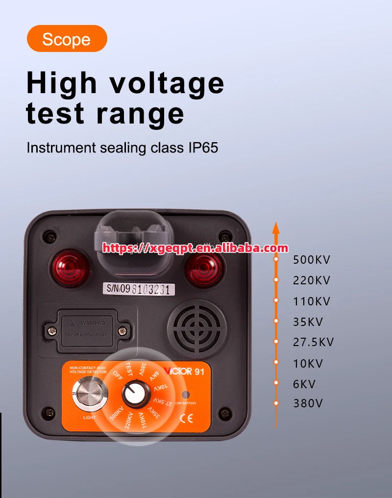 VICTOR 91380V 500KV Manual Non-Contact High Voltage Detector AC Check Grounding Equipment Test Instrument   ytdi