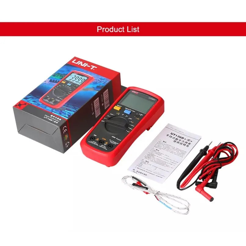 UNI-T UT136B+ 3999-Count 1000V 10A Circuit Table AC DC Current Resistance Testers Digital Multimeter Auto-range Multimeter lexso