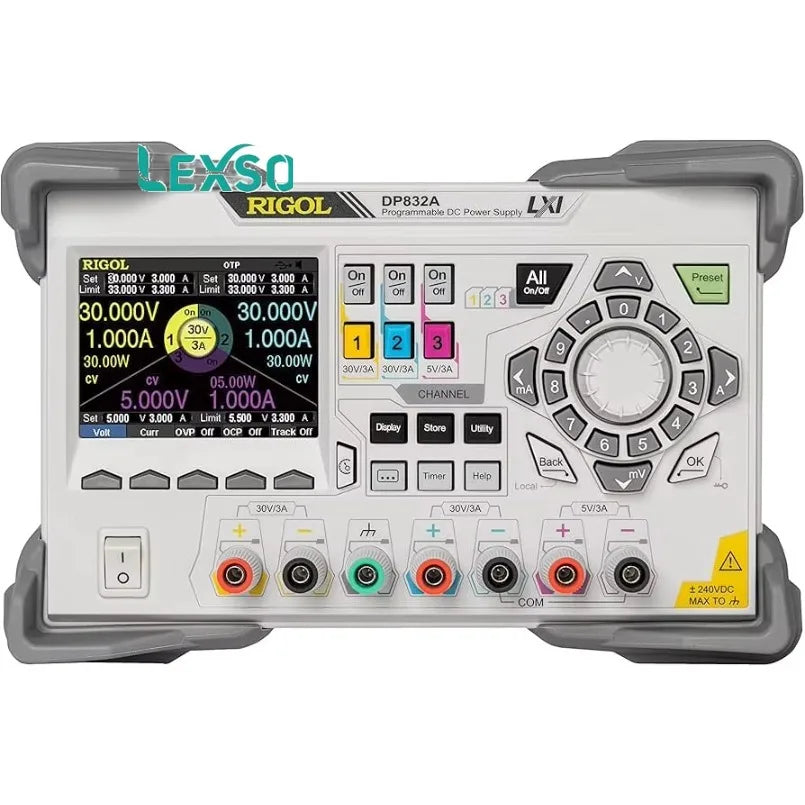 Rigol DP832A 195W Programmable DC Power Supply 3 Channel (30V/3A 5V/3A) Bench Lab Variable 8-Bit Resolution  lexso