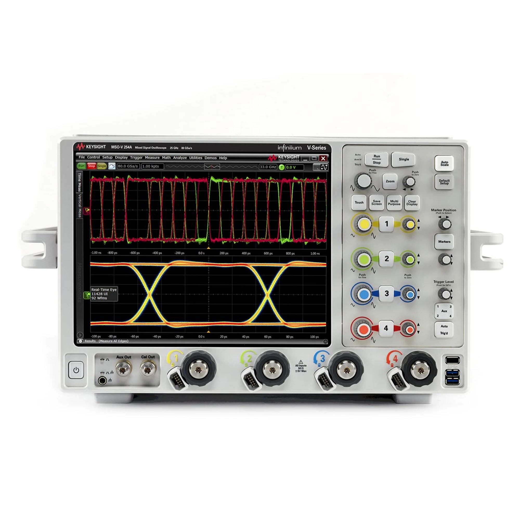 Keysight MSOV254A Mixed Signal Oscilloscope: 25 GHz, 4 Analog and 16 Digital Channels Maximum Sampling Rate 80 GSa/sec