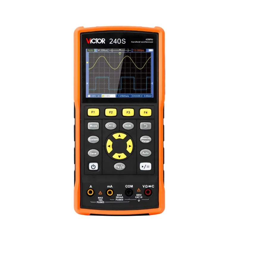 VICTOR 240S China Handheld Oscilloscope 2CH Channel 40MHz 125MSa/s Sampling Rate Dual-Channel Multimeter Storage signal Souce LS   ytdi