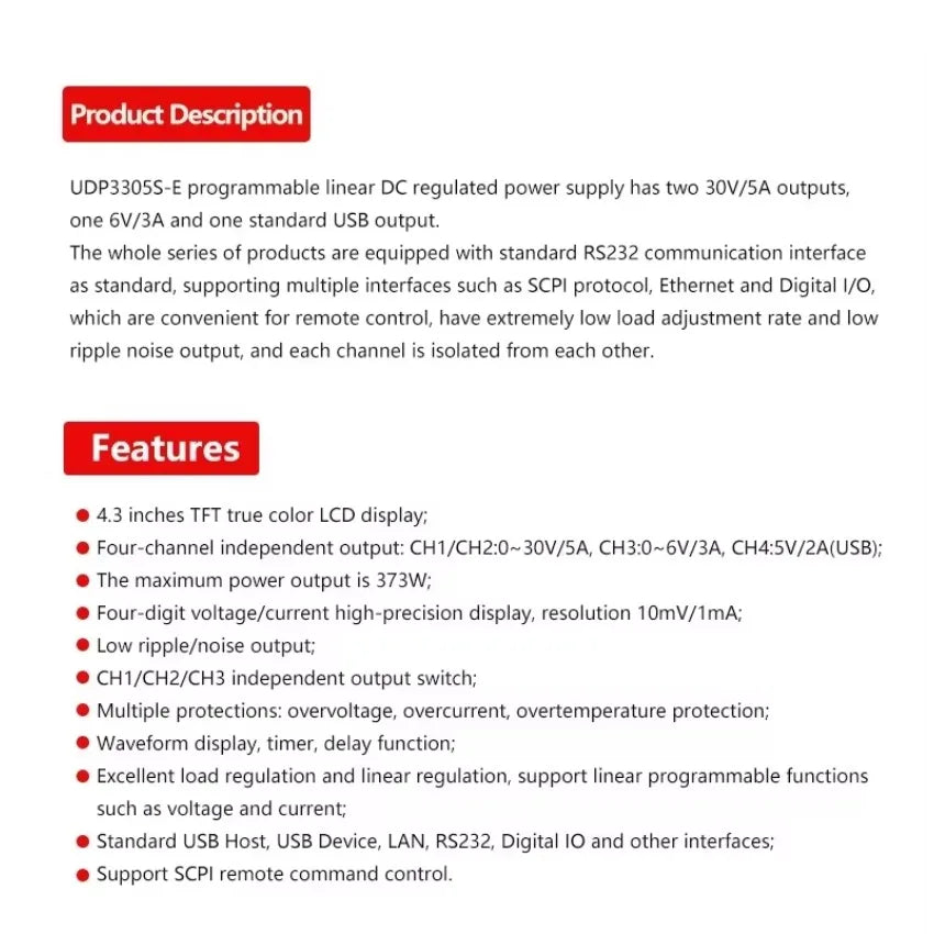 UNI-T UDP3305S-E Programmable Adjustable DC Power Supply Laboratory 30V 5A Voltage Regulator 4 Channels High Precision LS    ytdi