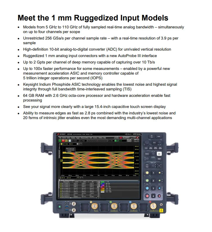 TTLTES KEYSIGHT UXR0254B Infiniium UXR-Series Digital Oscilloscope 25 GHz 4 Channels 128 GSa/s Sample Rate