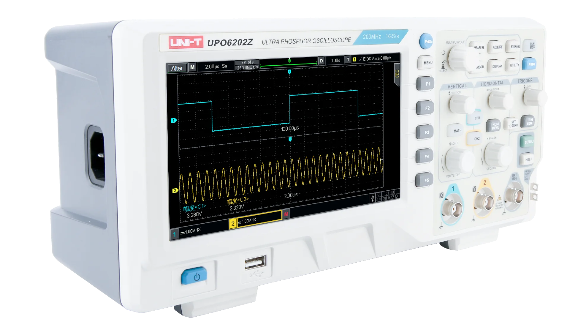UNI-T UPO6202Z Desktop Digital Phosphor Storage Oscilloscope Dual Channel 200MHz Bandwidth 1GSa/s Sample Rate 56MptsMemory Depth lexso