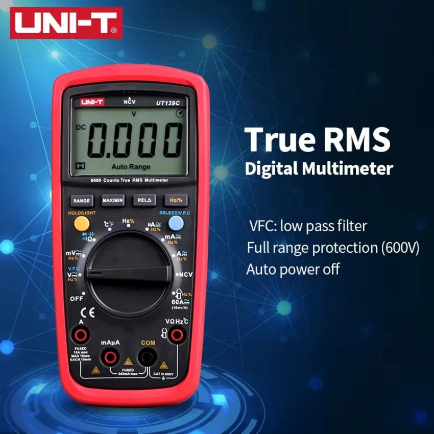 UNI-T UT139C UNIT Digital Multimeter Auto Range True RMS Meter Capacitor Tester Handheld 6000 Count Voltmeter Temperature LS    ytdi