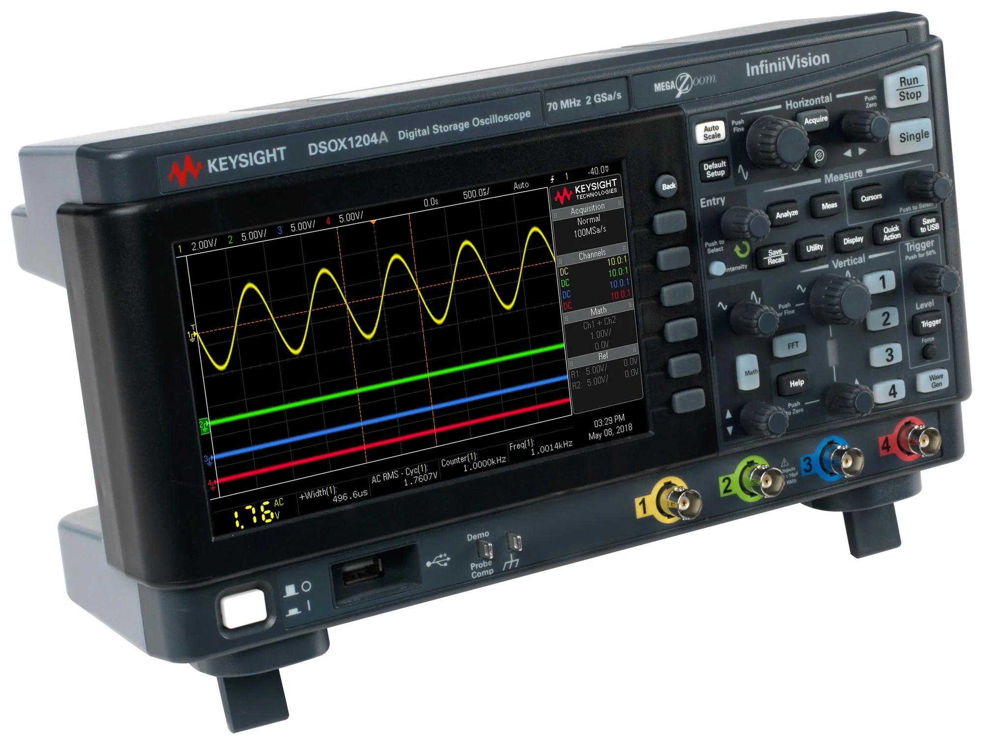 Keysight DSOX1204A Digital Storage Oscilloscope 4 Channels 200 MHz 2 GSa/s 8 Bit