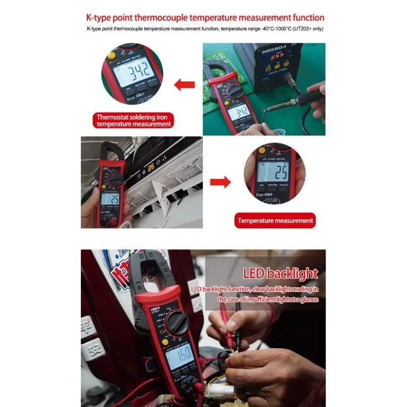 Uni-t UT201+ 4000 Handheld Counts 600V AC DC Current Tester Mini Clamp Multimeter Resistance Frequency Meter Unit Digital lexso