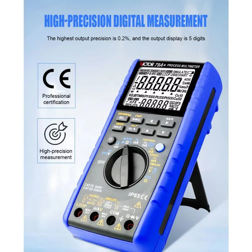 VICTOR VC79A+ Digital Multimeter Dual Color Plastic Mold Shell Design and Compliance with IP65 Dust and Waterproof Grade LS    ytdi