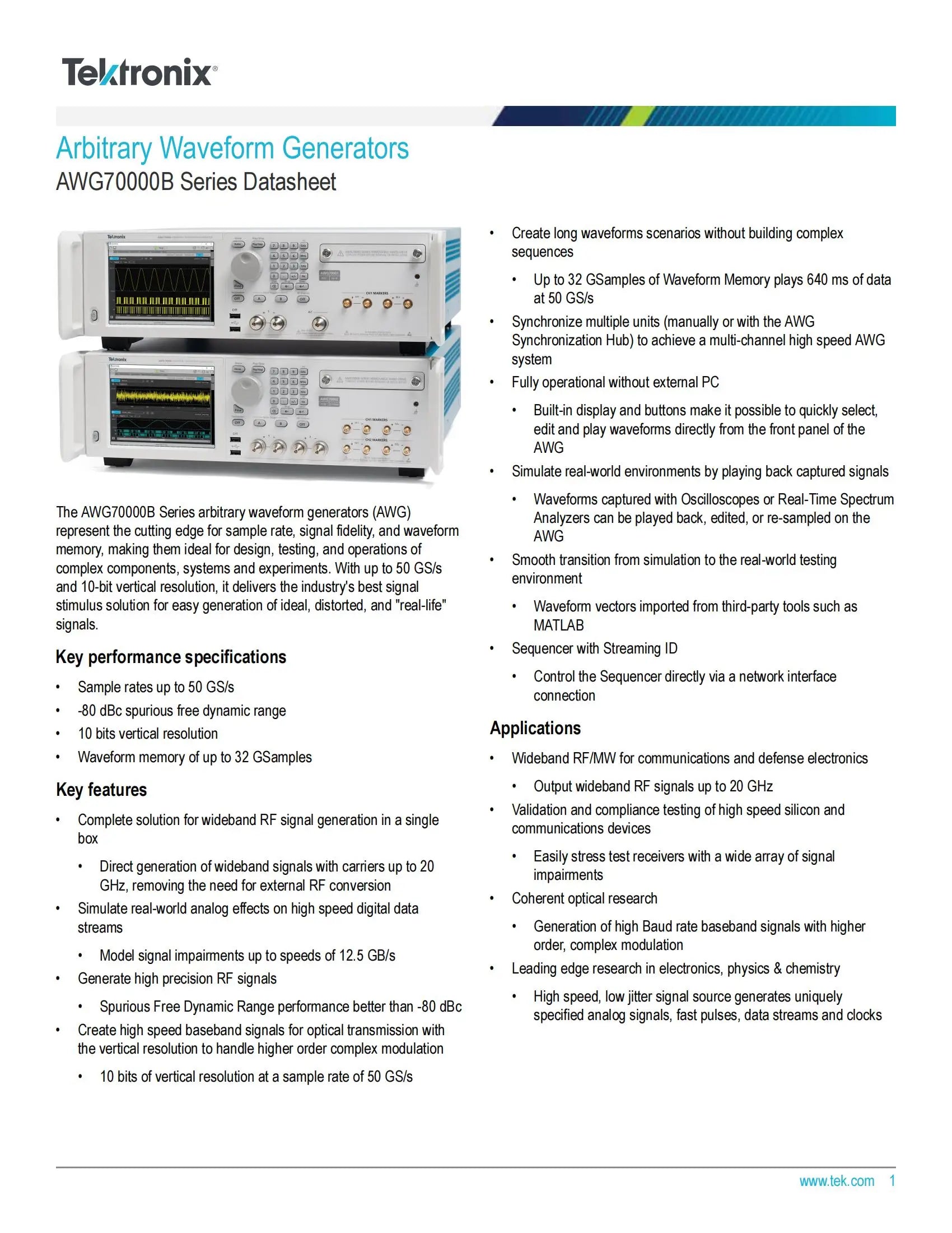 Tektronix AWG70000B Arbitrary Waveform signal Generator AWG70002B 10 GHz 1/2 Channels Laboratory Equip Price Contact Us   ytdi