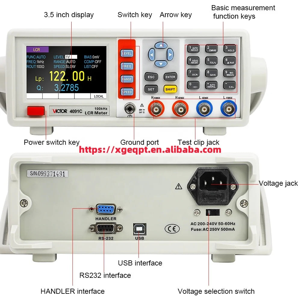 VICTOR 4091C Digital Bench Top LCR Meter 10 Hz -100 KHz Bandwidth Frequency Adjustable 10 ~ 2000 mv   ytdi