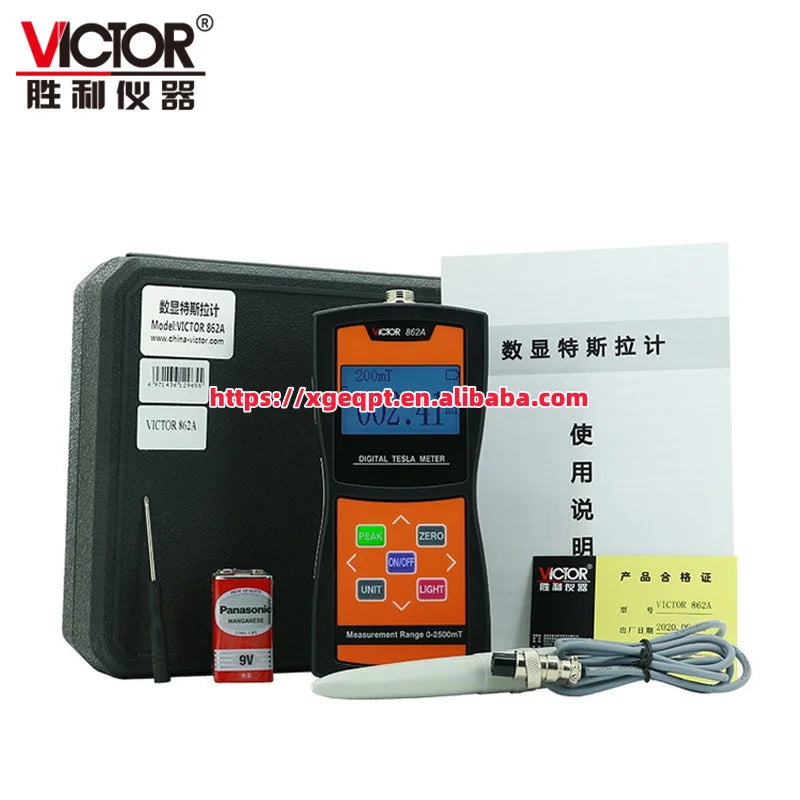 VICTOR 862C Wholesale Handheld AC/DC Gauss Tesla Meter Fluxmeter Surface Magnetic Field Tester Digital Gauss Meter Magnetometer   ytdi